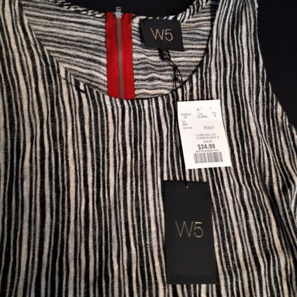 *NEW* W5 Black & White Women's Striped Tank Top Size Small + Zipper Back - Picture 3 of 3